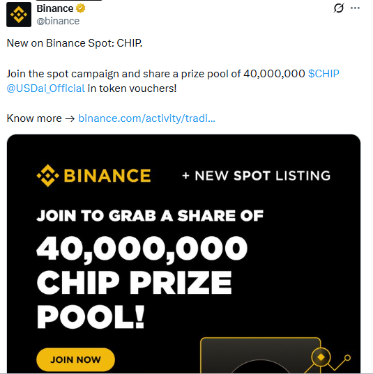 binance spot chip coin