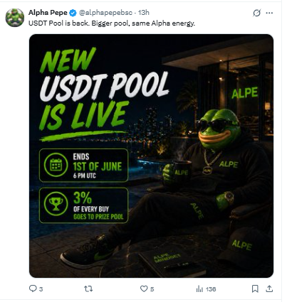 AlphaPepe New USDT pool is live