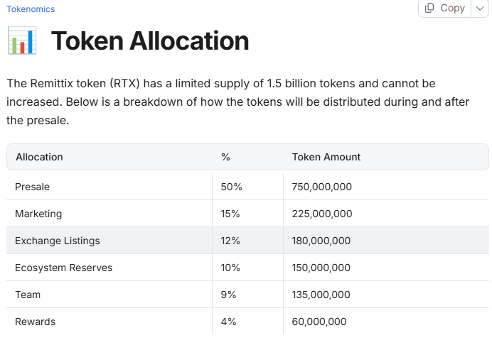 Official Remittix tokenomics page Official Remittix tokenomics page