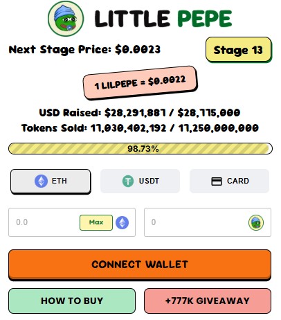 little Pepe Presale dashboard little Pepe Presale dashboard