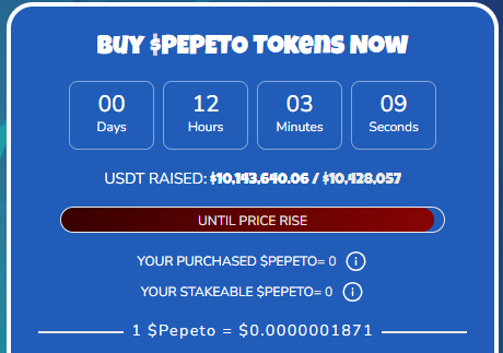 pepeto presale price