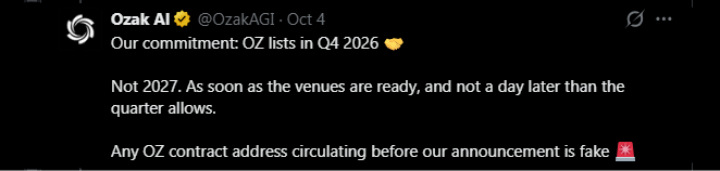 Ozak AI Listing Date 2026