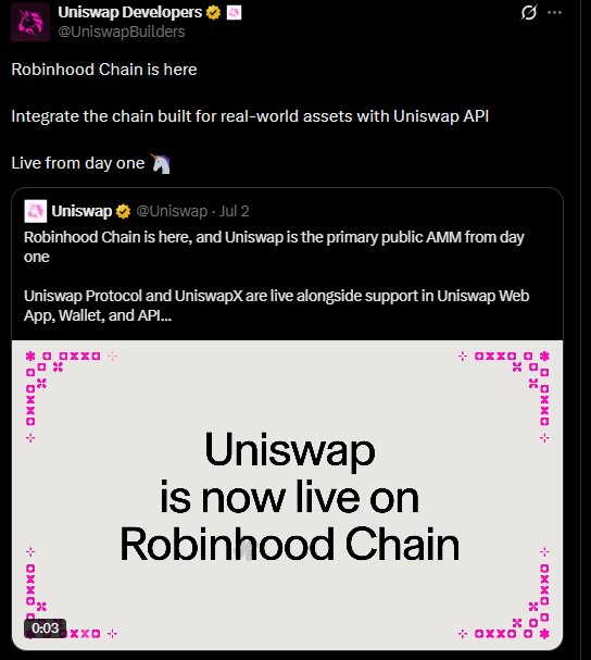 UniswapX on Robinhood Chain 