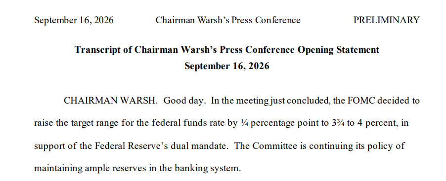 Kevin Warsh Fed Rate announcement Kevin Warsh Fed Rate announcement
