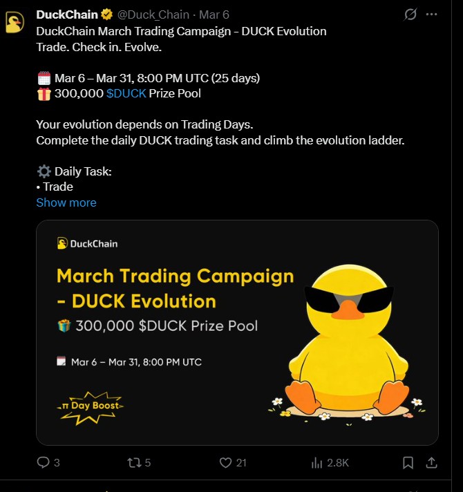 DuckChain March Trading Campaign Rewards and Timeline.