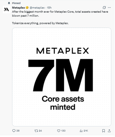 Posted on X by Metaplex Posted on X by Metaplex