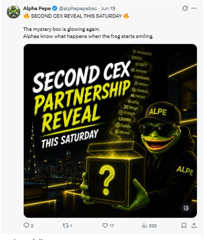 Posted on X by Alpha Pepe
