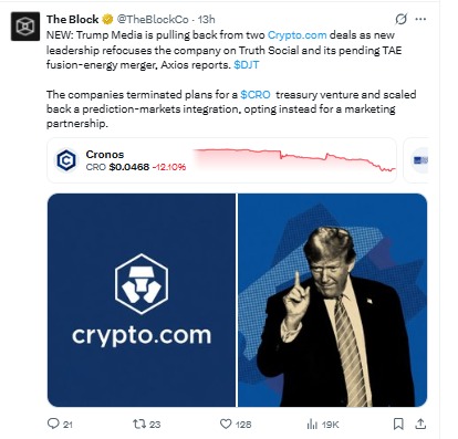 Trump Media is pulling back from two deals with Crypto.com Trump Media is pulling back from two deals with Crypto.com
