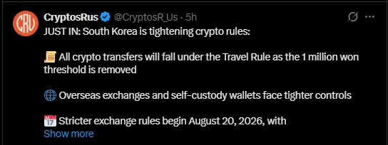 Crypto Regulation News: Korea Removes Travel Rule Threshold Crypto Regulation News: Korea Removes Travel Rule Threshold