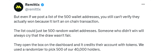Remittix team responded to the transparency complaints