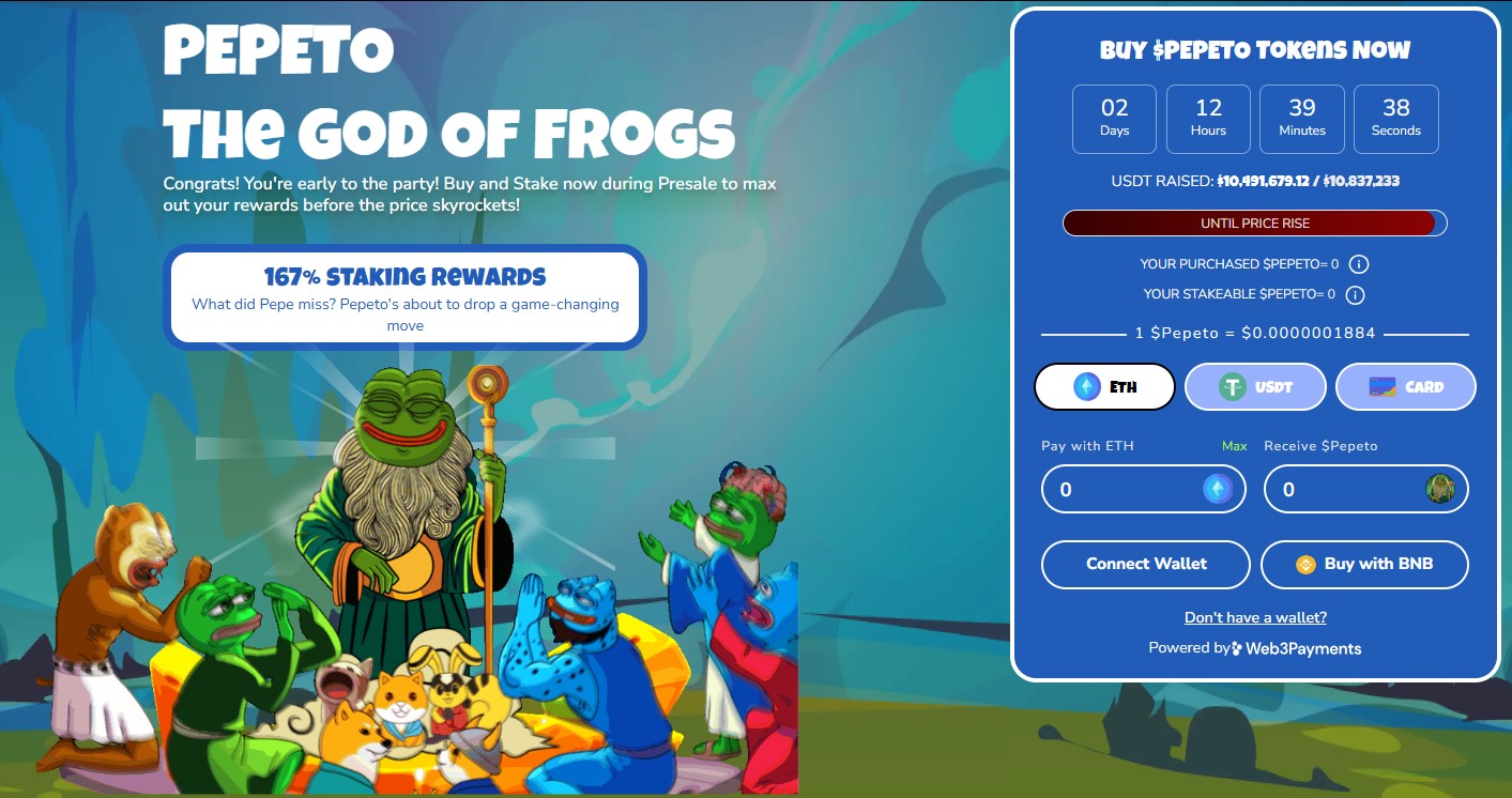 the official Pepeto presale page the official Pepeto presale page