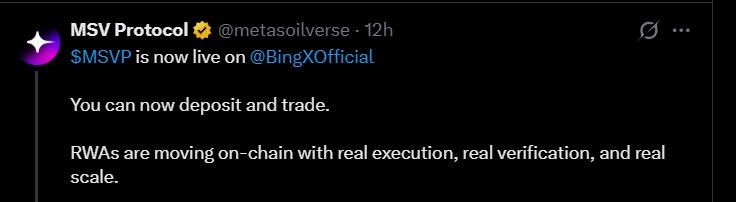MSVP Protocol listing date on BingX