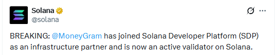 remittance giant MoneyGram Joins Solana
