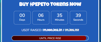 Pepeto presale dashboard 