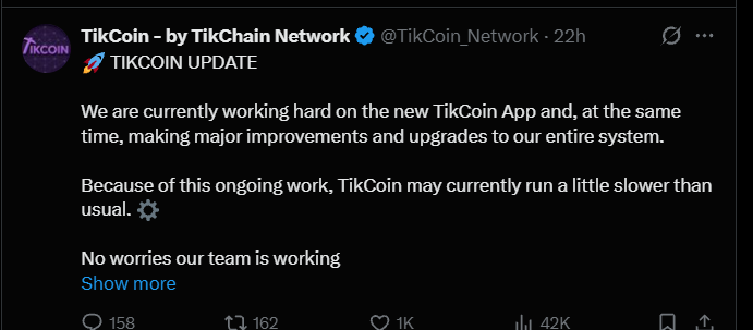 Tikcoin Network Latest Update