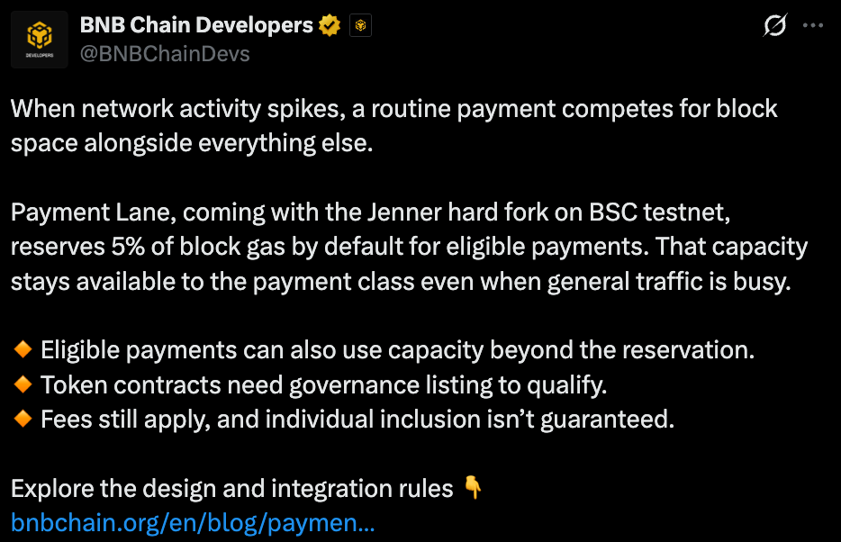 BNB Chain official tweet