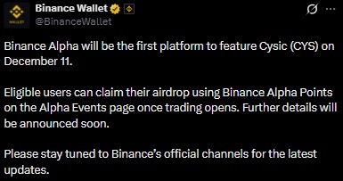Cysic Binance Listing