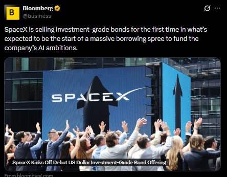 SpaceX announcement that it plans to sell investment-grade bonds