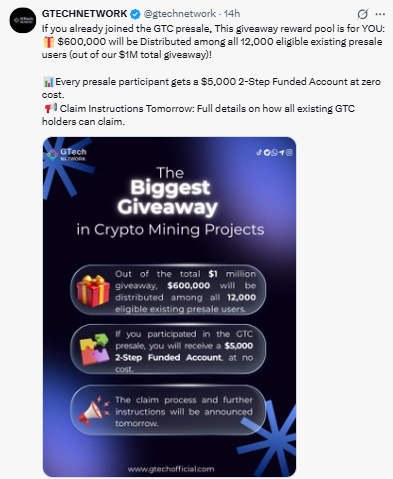 $600,000 will be distributed among all 12,000 presale users