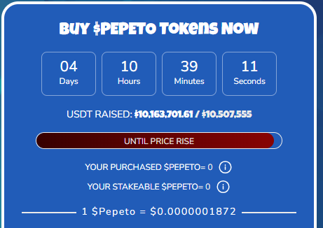 pepeto presale price today