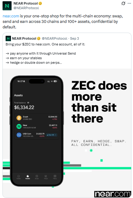 $NEAR Brings ZEC to Its Growing Multi-Chain Ecosystem $NEAR Brings ZEC to Its Growing Multi-Chain Ecosystem
