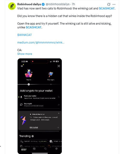 Robinhood Dailys announcement post 