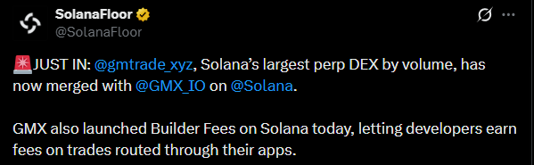 Solana news X post