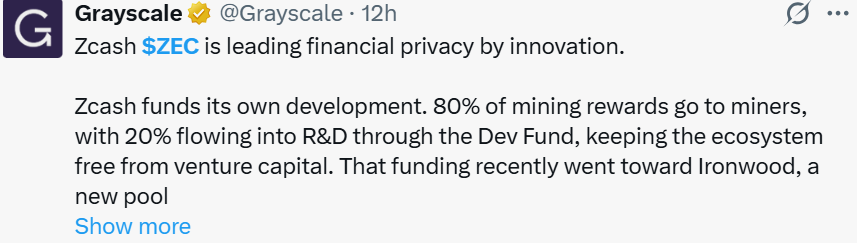 Zcash News Today: Grayscale Points to the Dev Fund and Ironwood Image title