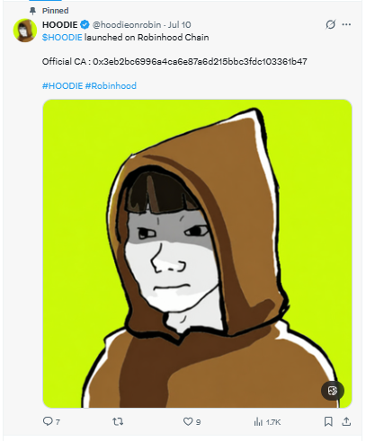 Posted on X by hoodieonrobin