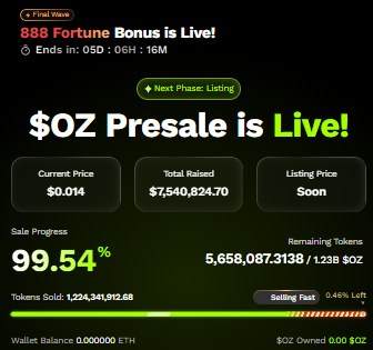 Official Ozak AI presale dashboard
