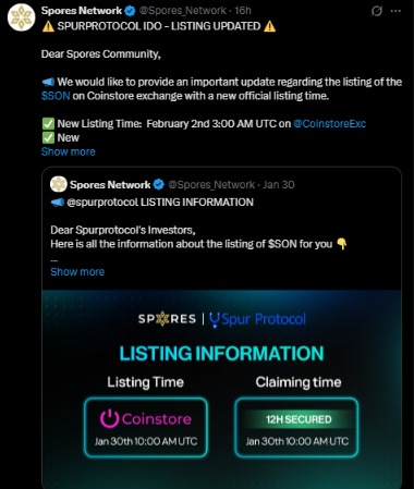Spur Protocol Listing Update Explained