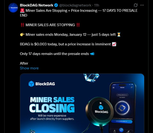 BlockDAG Miner Sale End Date