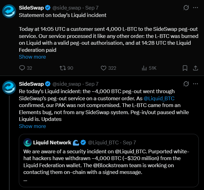 SideSwap Says Operational Gaps Amplified the Liquid Network Loss