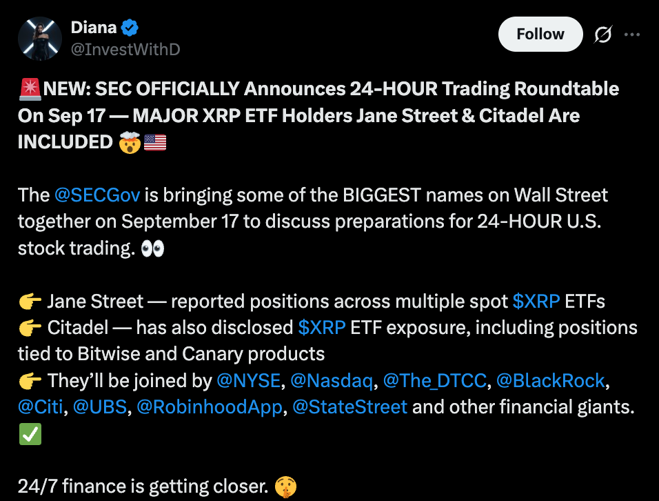 Diana Tweet about SEC Roundtable