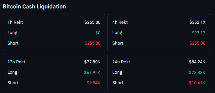 Bitcoin cash liquidation data