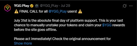 Crypto Shutdown News: YGG Play Closed Crypto Shutdown News: YGG Play Closed
