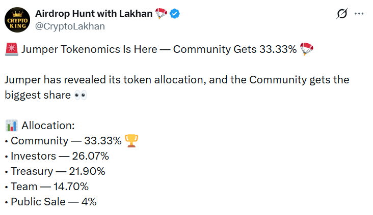 Jump Tokenomics Details Jump Tokenomics Details