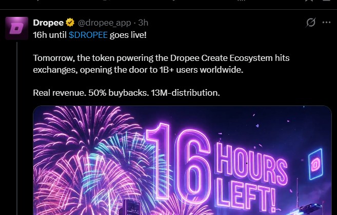 The Dropee token launch date is confirmed as May 27, 2026. That's today. The Dropee token launch date is confirmed as May 27, 2026. That's today.