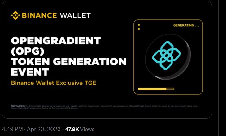 Binance Wallet TGE on OpenGradient