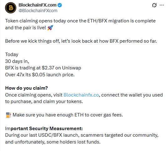 Token claiming opens today blockchainfx Token claiming opens today blockchainfx
