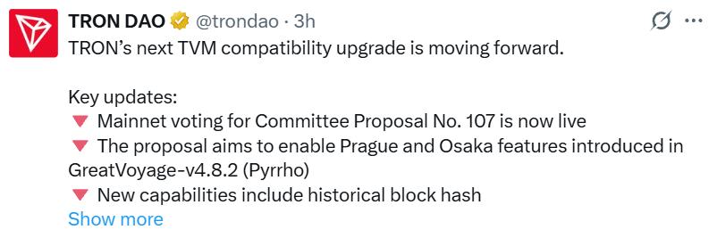 Tron DAO Mainnet voting Tron DAO Mainnet voting