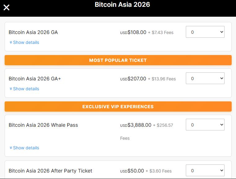 Bitcoin Hong Kong 2026 Tickets Cost Bitcoin Hong Kong 2026 Tickets Cost
