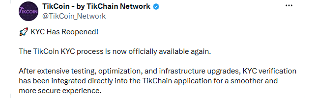 TikCoin Network KYC reopen today TikCoin Network KYC reopen today