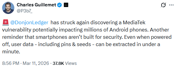 Android crypto wallets security risk due to MediaTek chip
