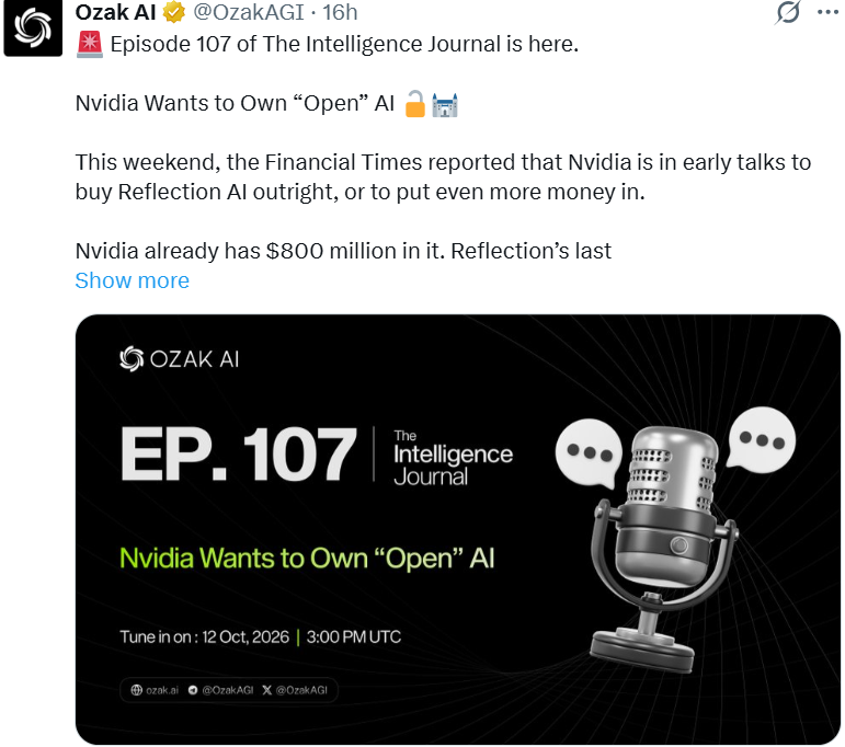 Ozak AI News Today: Nvidia Reportedly in Early Talks