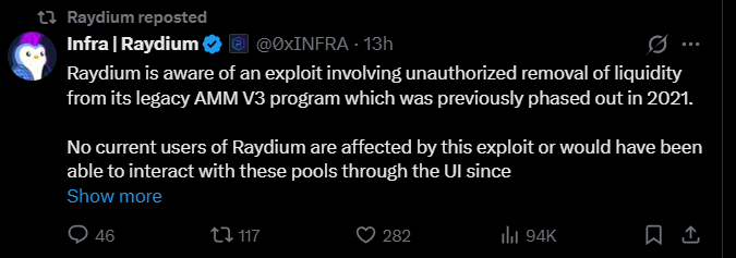 Raydium hacked update today Raydium hacked update today