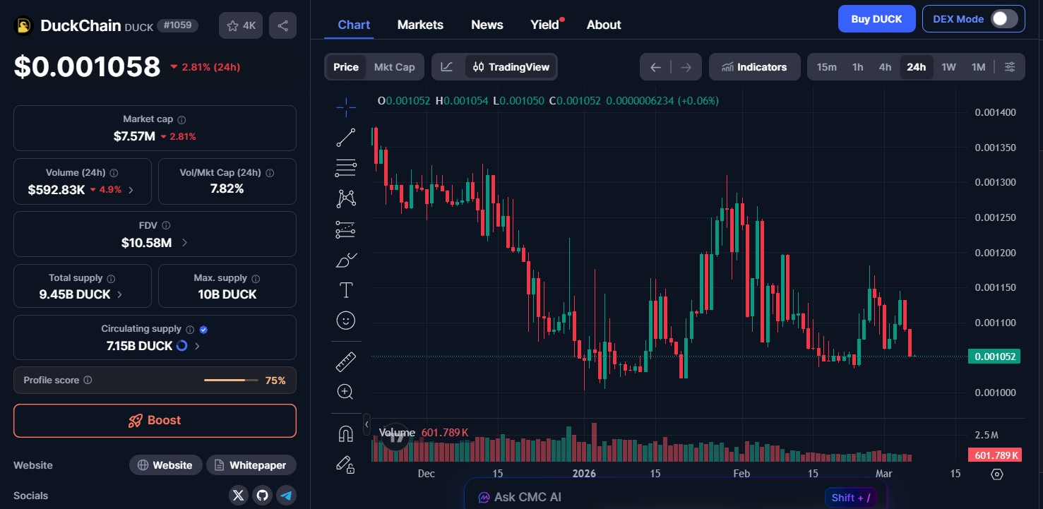 DuckChain Price Today and Market Data.