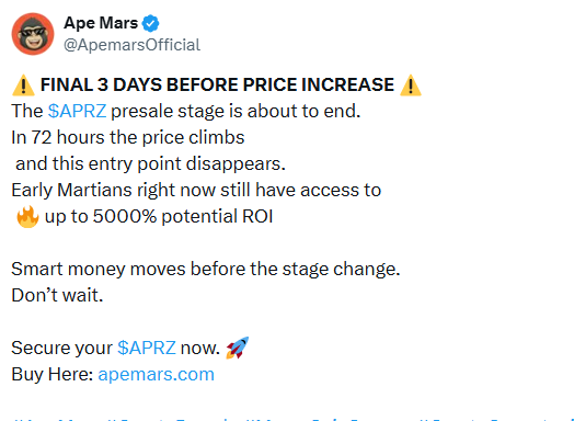 Apemars presale ends in 3 days