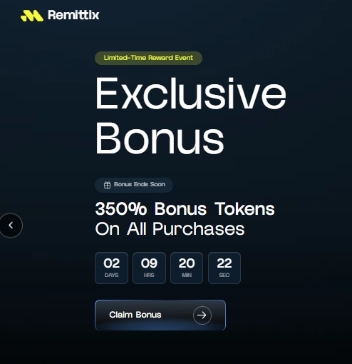Remittix 350% bonus token countdown