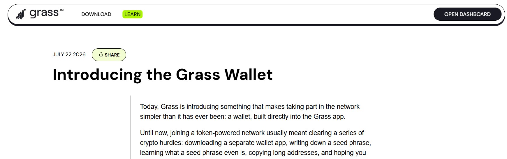 Grass Airdrop Wallet Launch Update